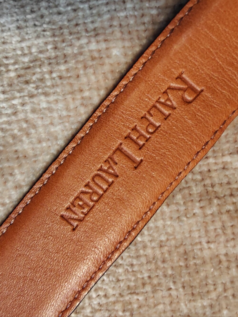 Ralph Lauren Croc-Embossed Leather Belt with Gold Buckle Marks RL 67, Size M - Picture 5 of 12